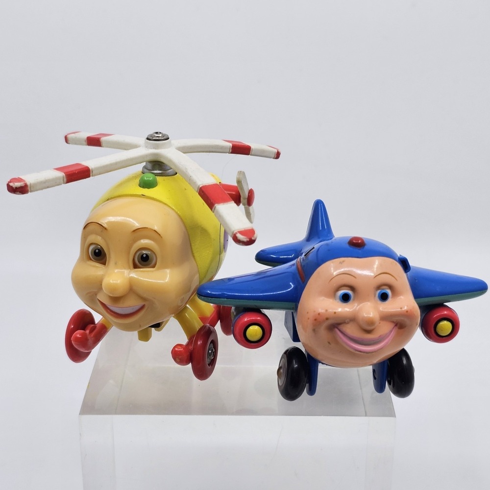 Vintage 2002 Jay Jay the Jet Plane Herky Helicopter Toy Figures Lot Of 2